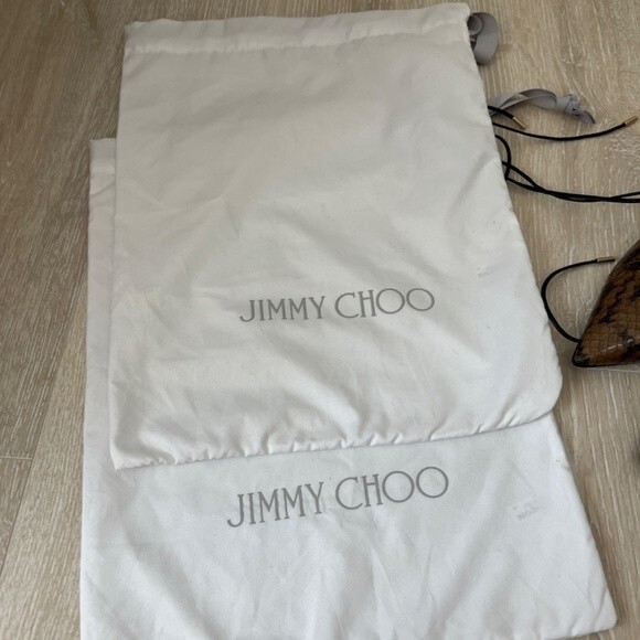 Jimmy Choo “Hoops” Snake Skin Sexy Lace Up Pumps size 37 1/2 - Picture 5 of 12